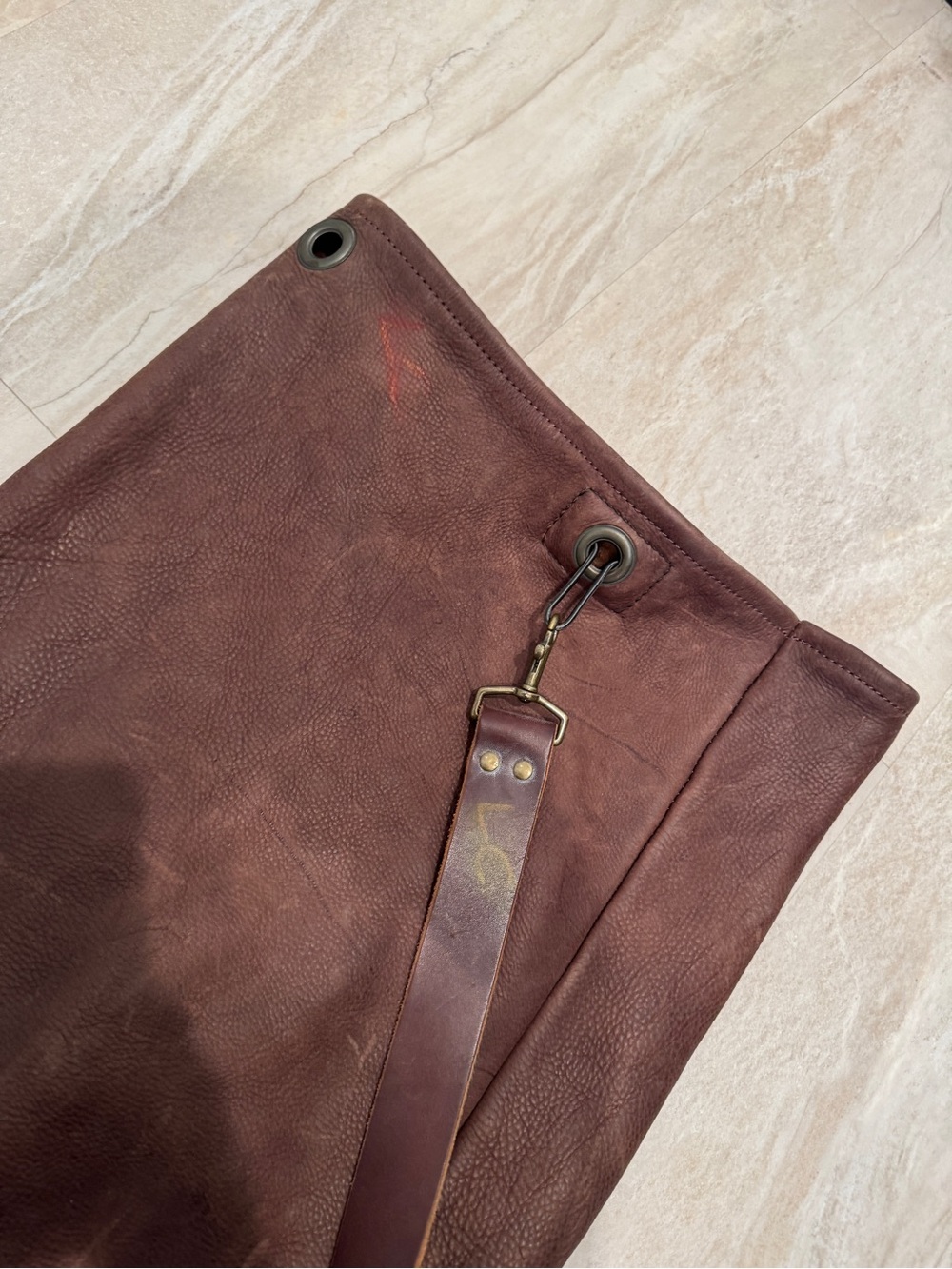 $525 Go Forth Goods Men's Brown Genuine Leather Sling Duffel bag sample sale XXL - Picture 6 of 10